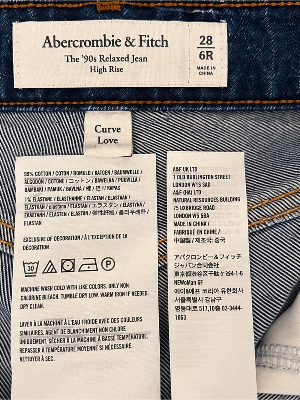 Abercrombie & Fitch Curve Love 90s Relaxed High Rise Jeans Size 28 (6R) - Picture 5 of 5